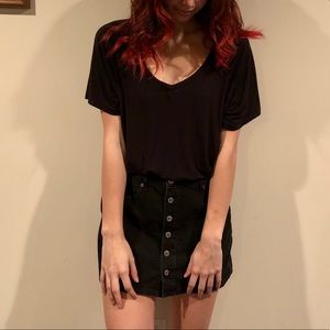 Button down black jean skirt